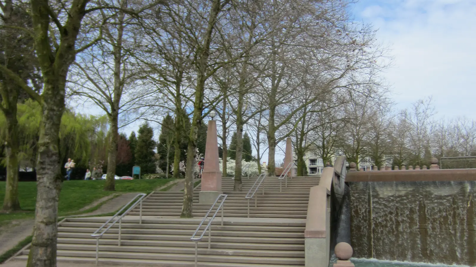 Downtown Park in Bellevue, with lawn, paths, and the downtown skyline.