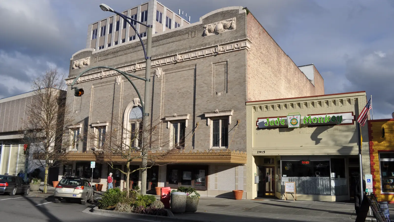 The Historic Everett Theatre marquee on Colby Avenue.