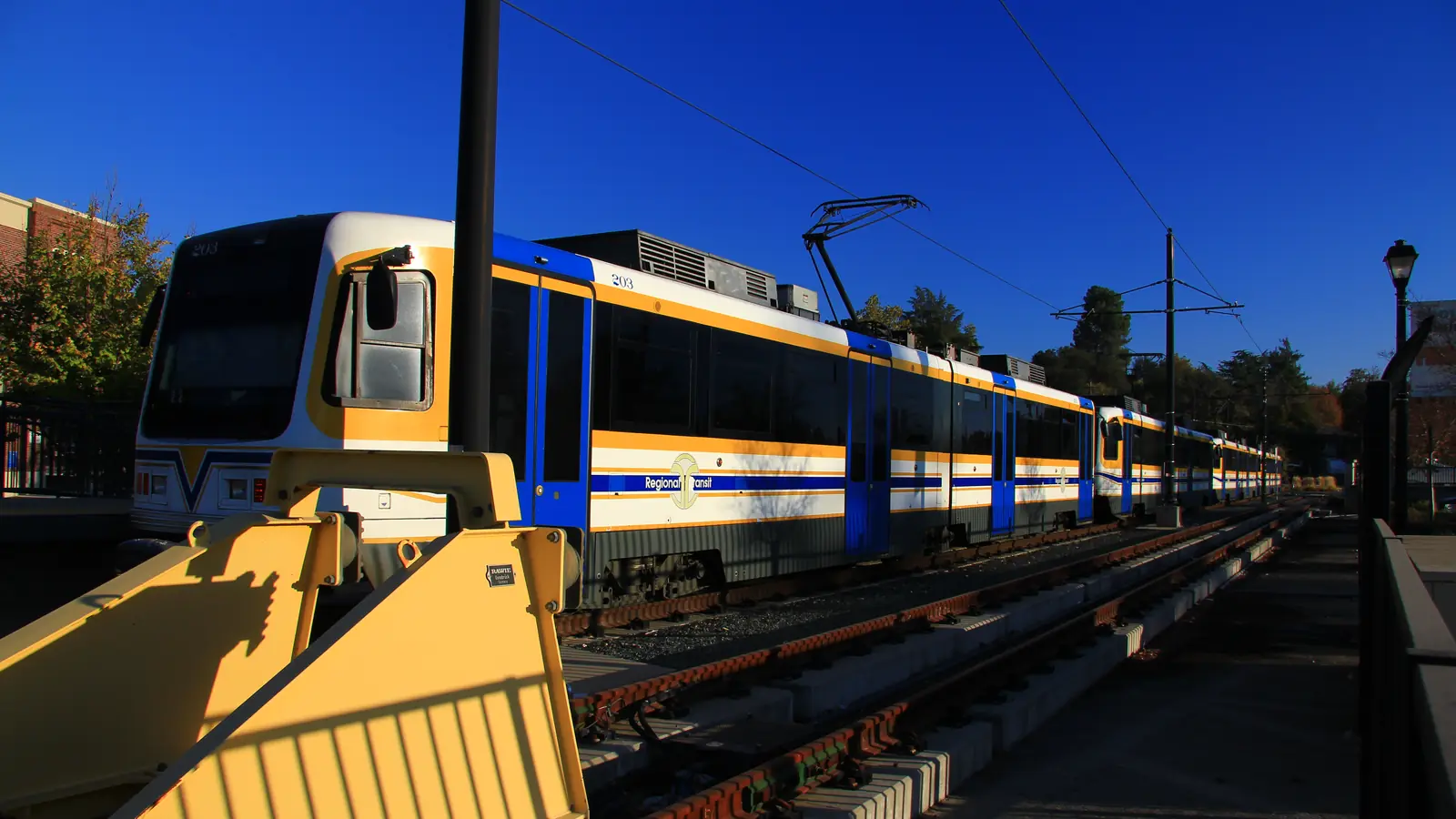 A four-car train at Historic Folsom station.