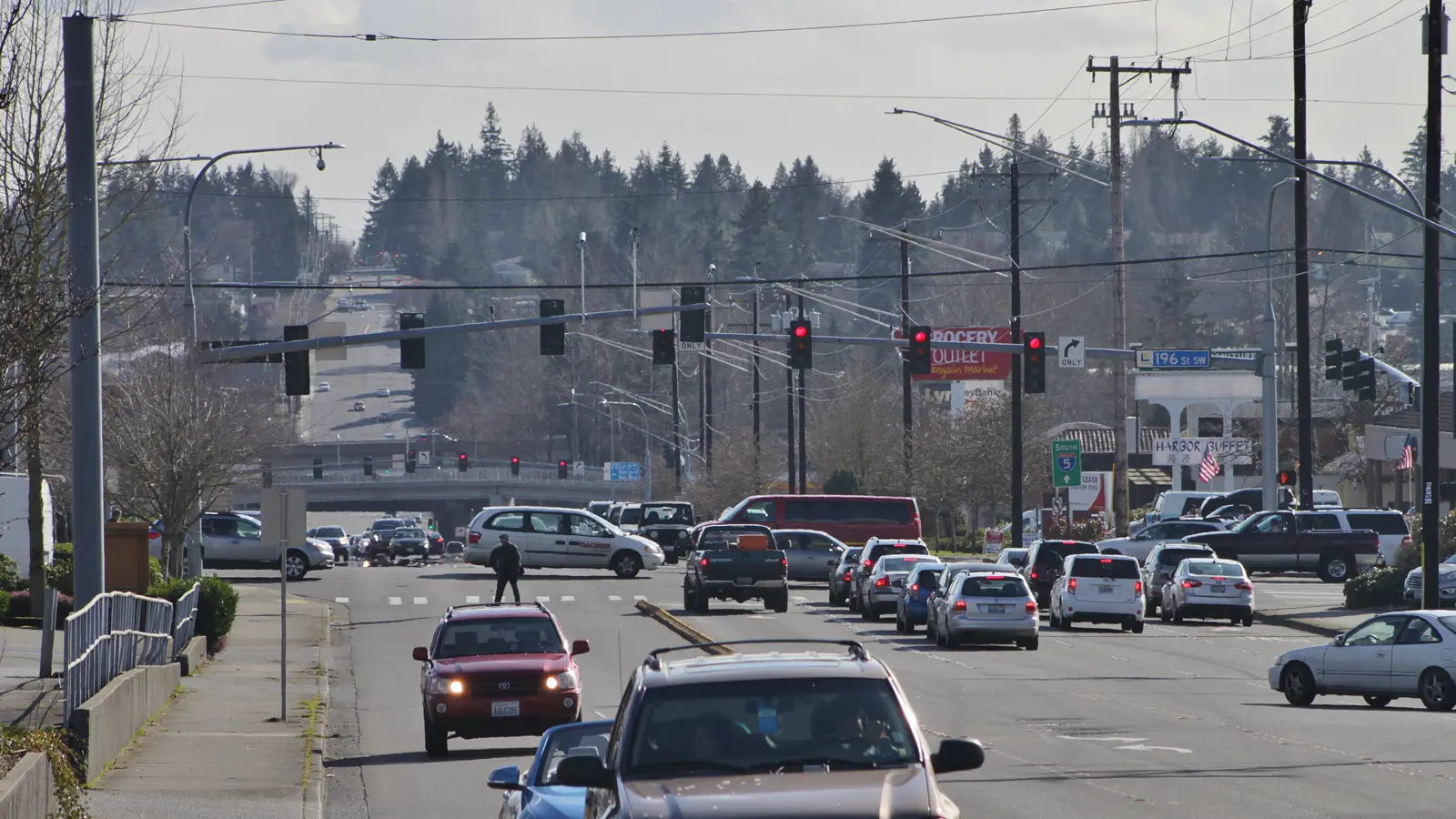 44th Avenue West in Lynnwood, the street in front of the civic campus.