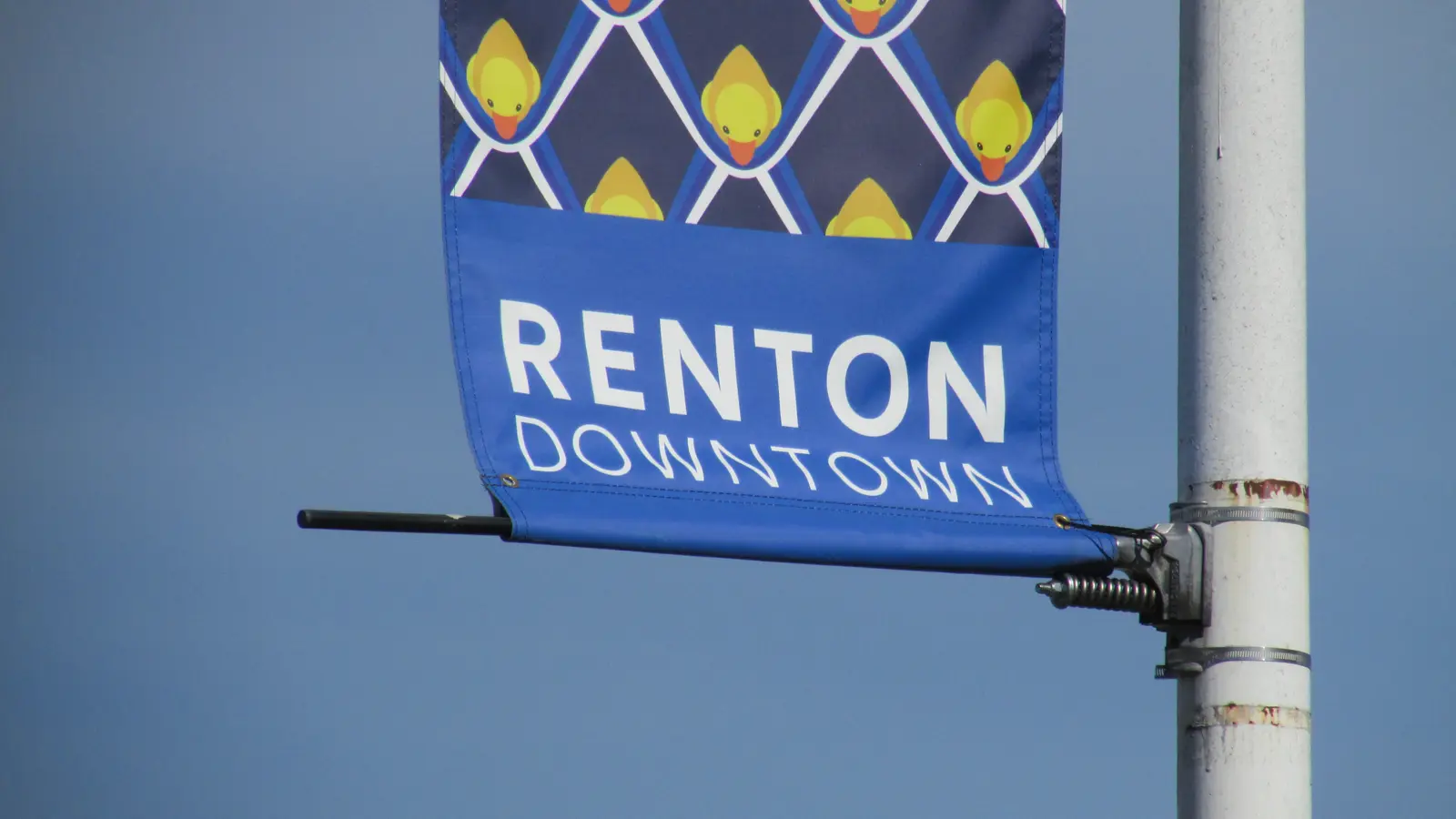 Downtown Renton, with storefronts along the street.